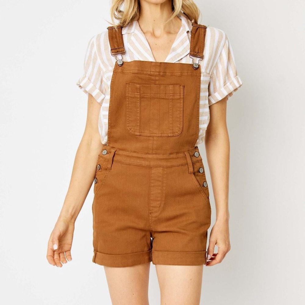 Judy Blue Rust Brown Short Overalls